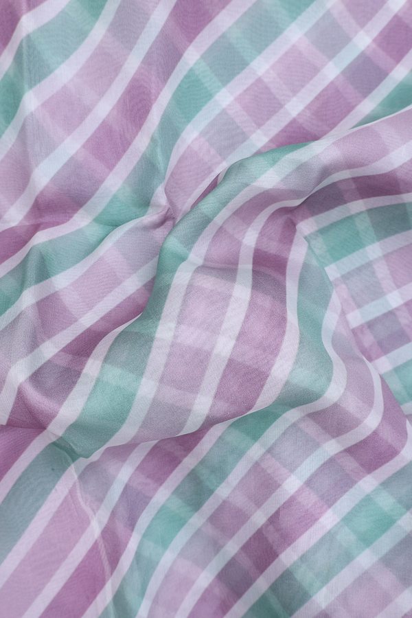 Organza Silk Saree In Multicolor With Diagonal Design