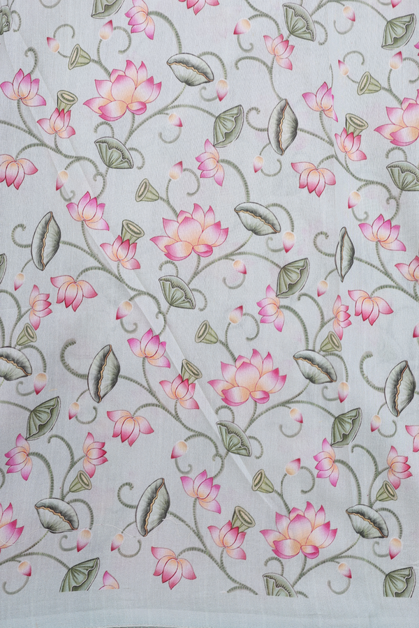 Organza Silk Saree In Pastel Green With Embroidered Design