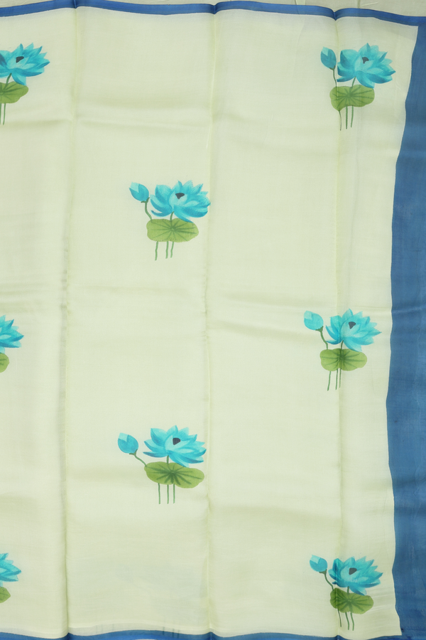 Organza Silk Saree In Pastel Green With Floral Printed Design