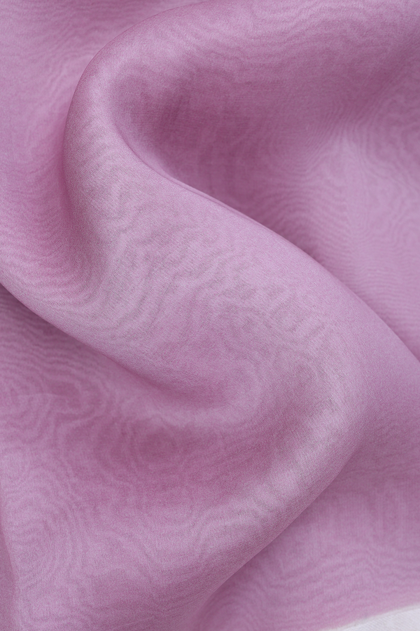 Organza Silk Saree In Plain Purple With Floral Border