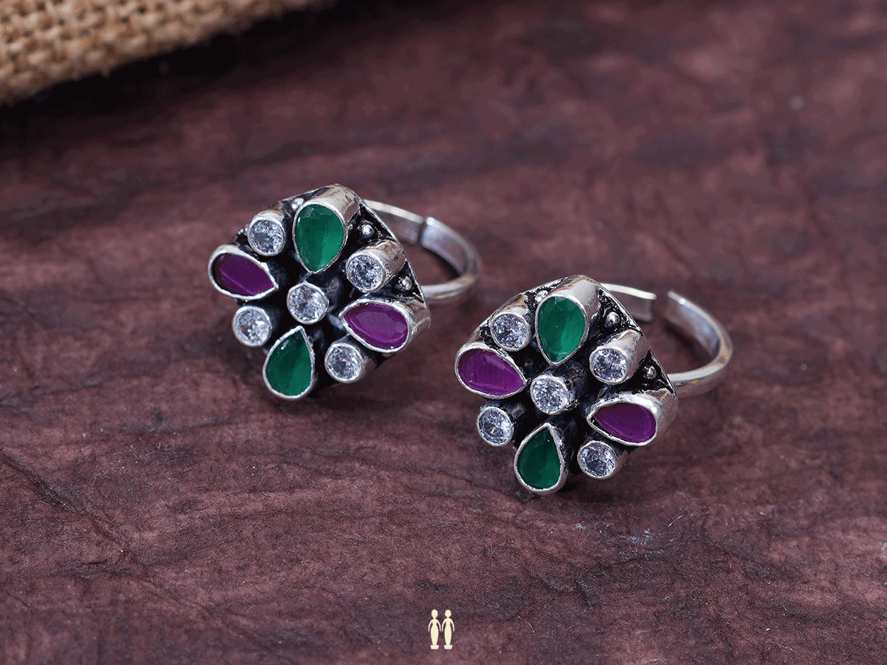 Silver toe rings with stones outlet