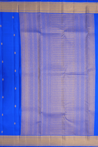 Paisley Zari Buttis Indigo Blue Kanchipuram Silk Saree
