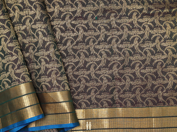 Parrot Design Dual Tone Kanchipuram Silk Blouse Material