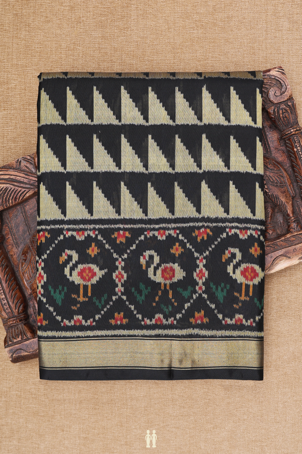 Patola Silk Saree In Black With Printed Design