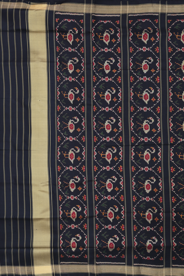 Patola Silk Saree In Black With Printed Design