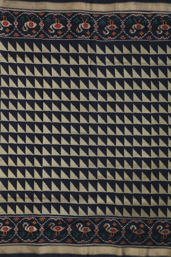 Patola Silk Saree In Black With Printed Design