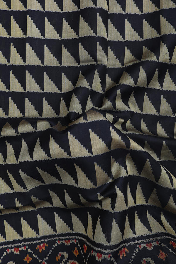 Patola Silk Saree In Black With Printed Design