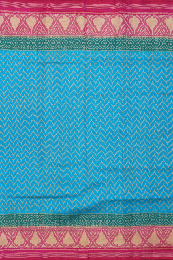 Patola Silk Saree In Blue With Chevron Design