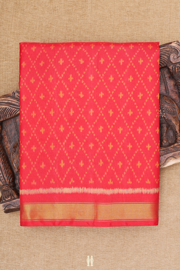 Patola Silk Saree In Chilli Red With Diamond Design