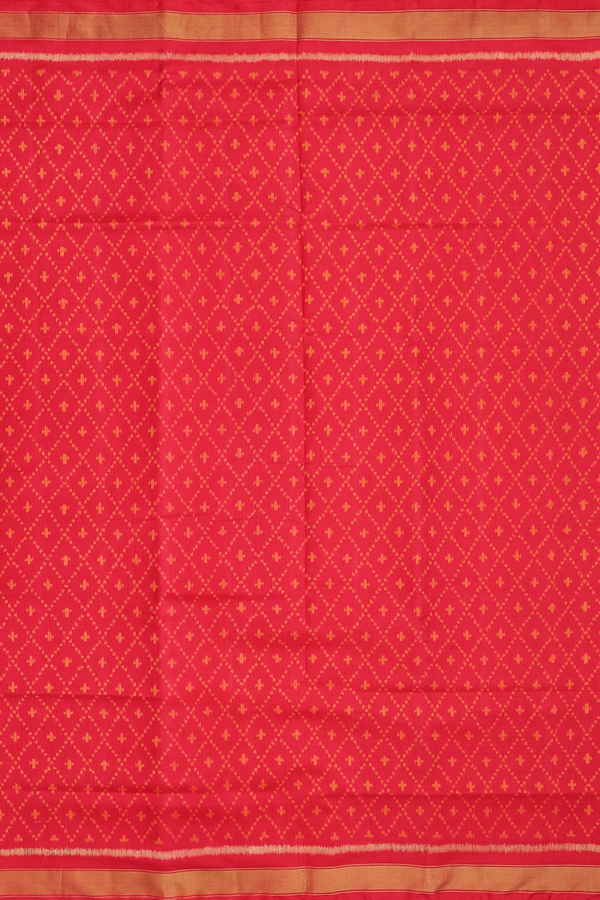 Patola Silk Saree In Chilli Red With Diamond Design