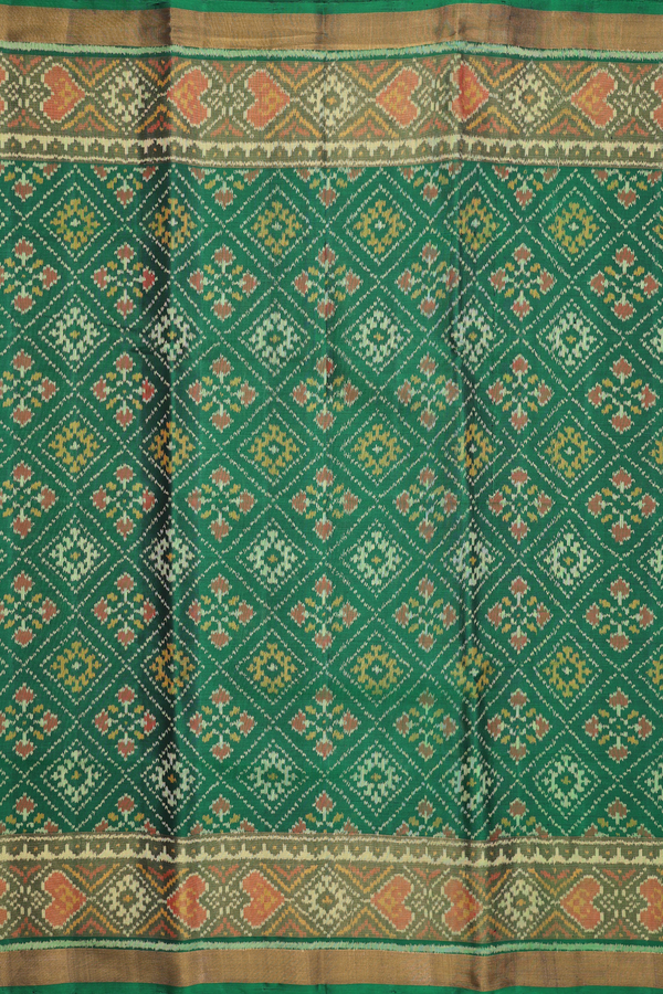 Patola Silk Saree In Emerald Green With Diamond Design