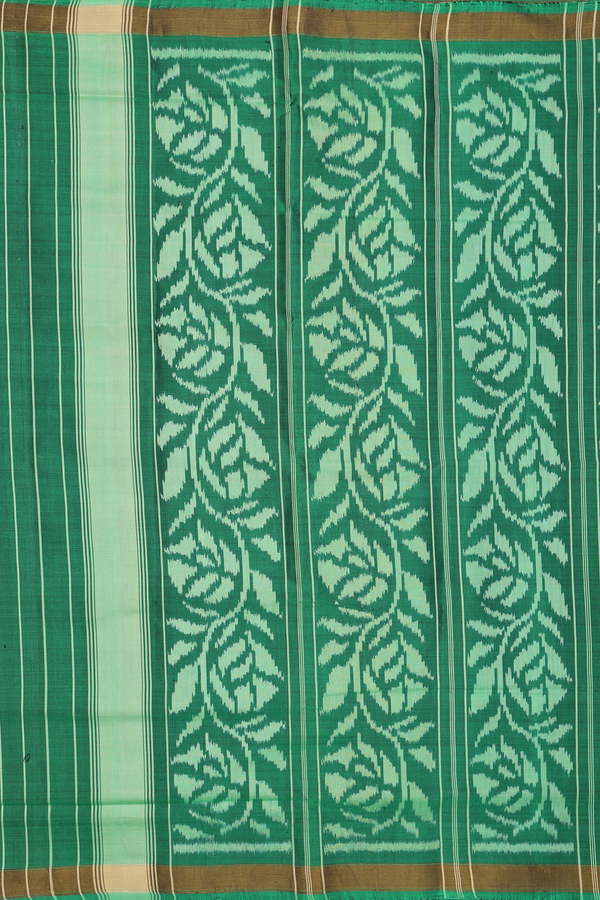 Patola Silk Saree In Green With Printed Buttis