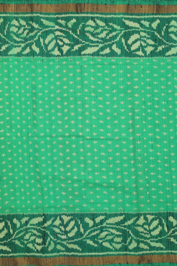 Patola Silk Saree In Green With Printed Buttis