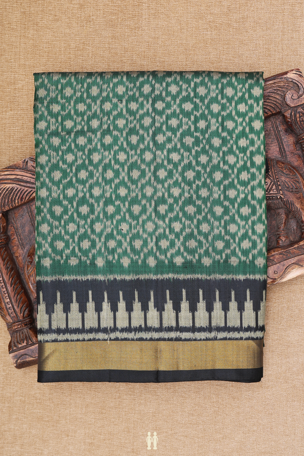 Patola Silk Saree In Green With Printed Design