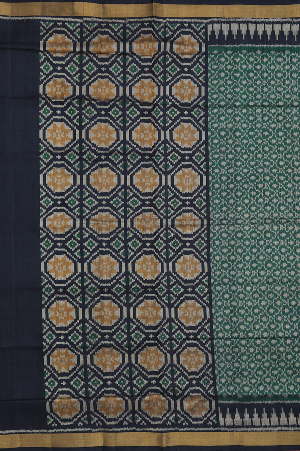 Patola Silk Saree In Green With Printed Design