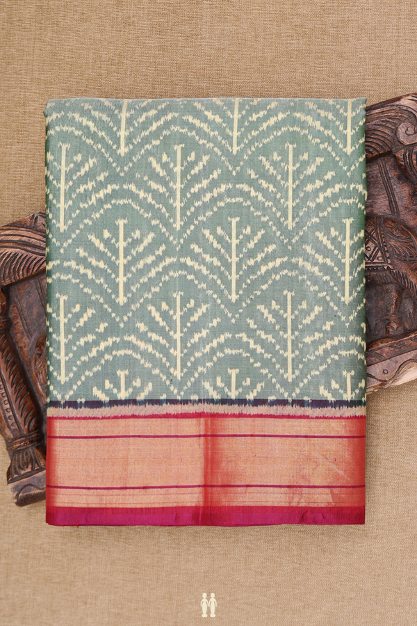 Patola Silk Saree In Sage Green With Printed Design