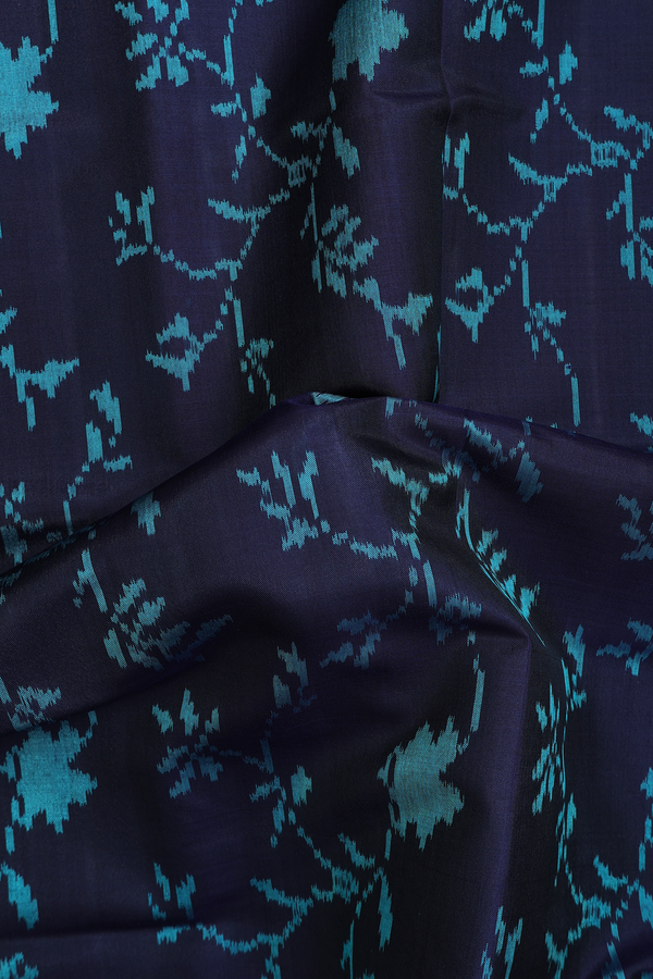 Patola Silk Saree In Navy Blue With Floral Design