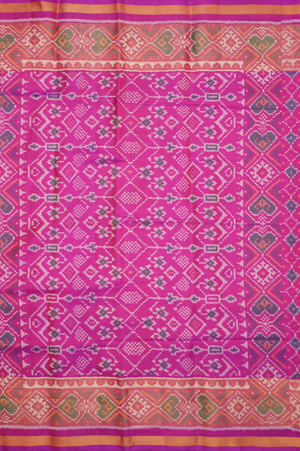 Patola Silk Saree In Purple Rose With Allover Design