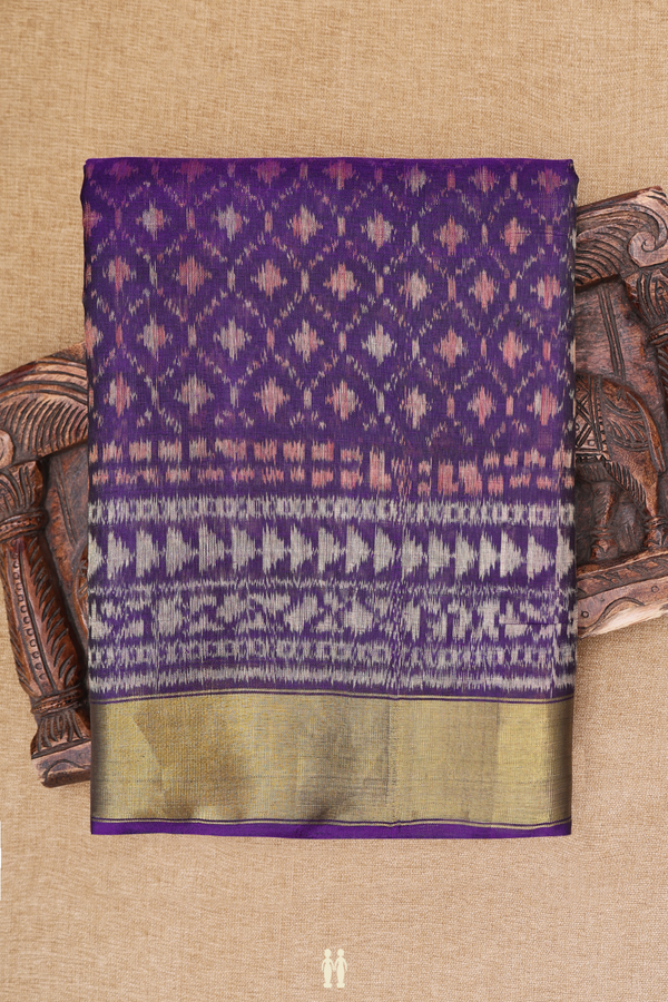 Patola Silk Saree In Purple With Ogee Design