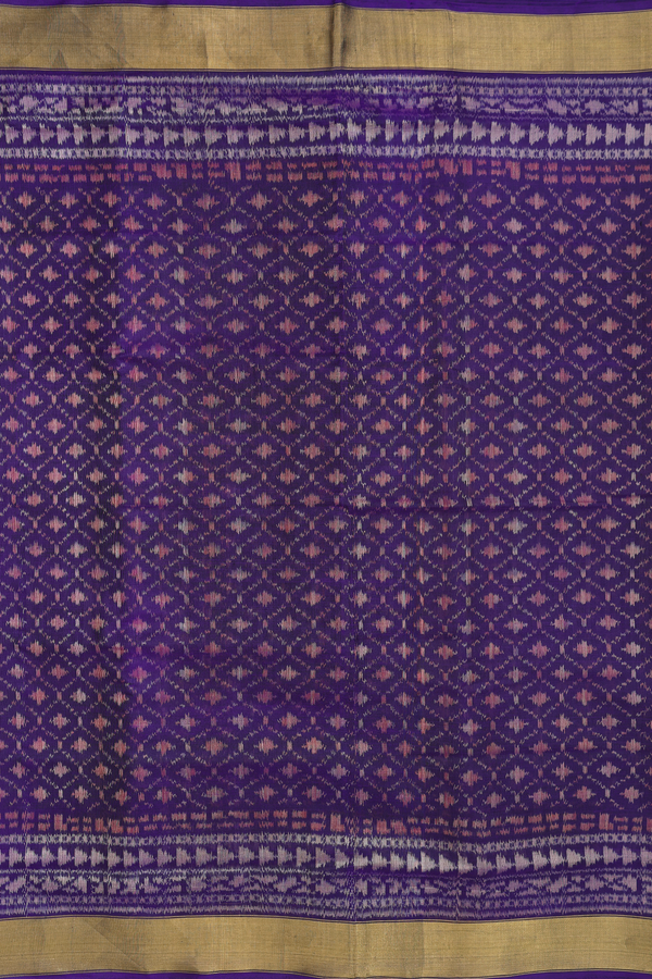 Patola Silk Saree In Purple With Ogee Design