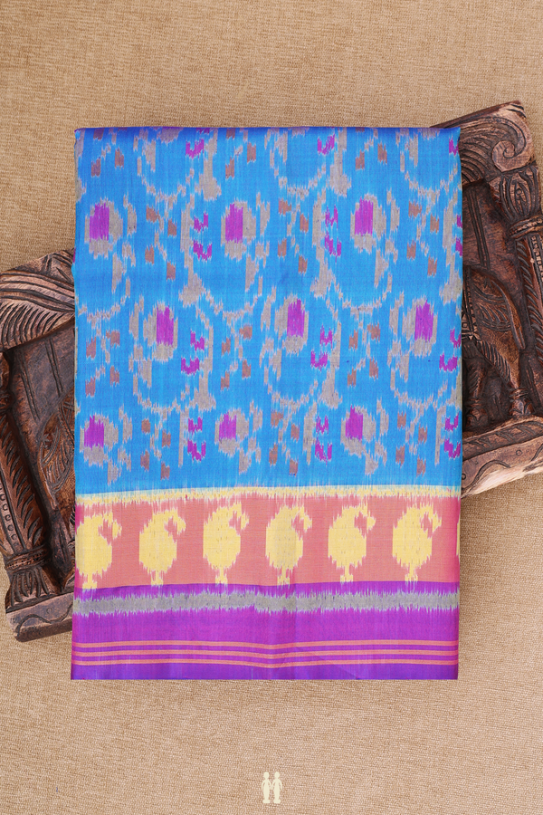 Patola Silk Saree In Blue With Allover Design
