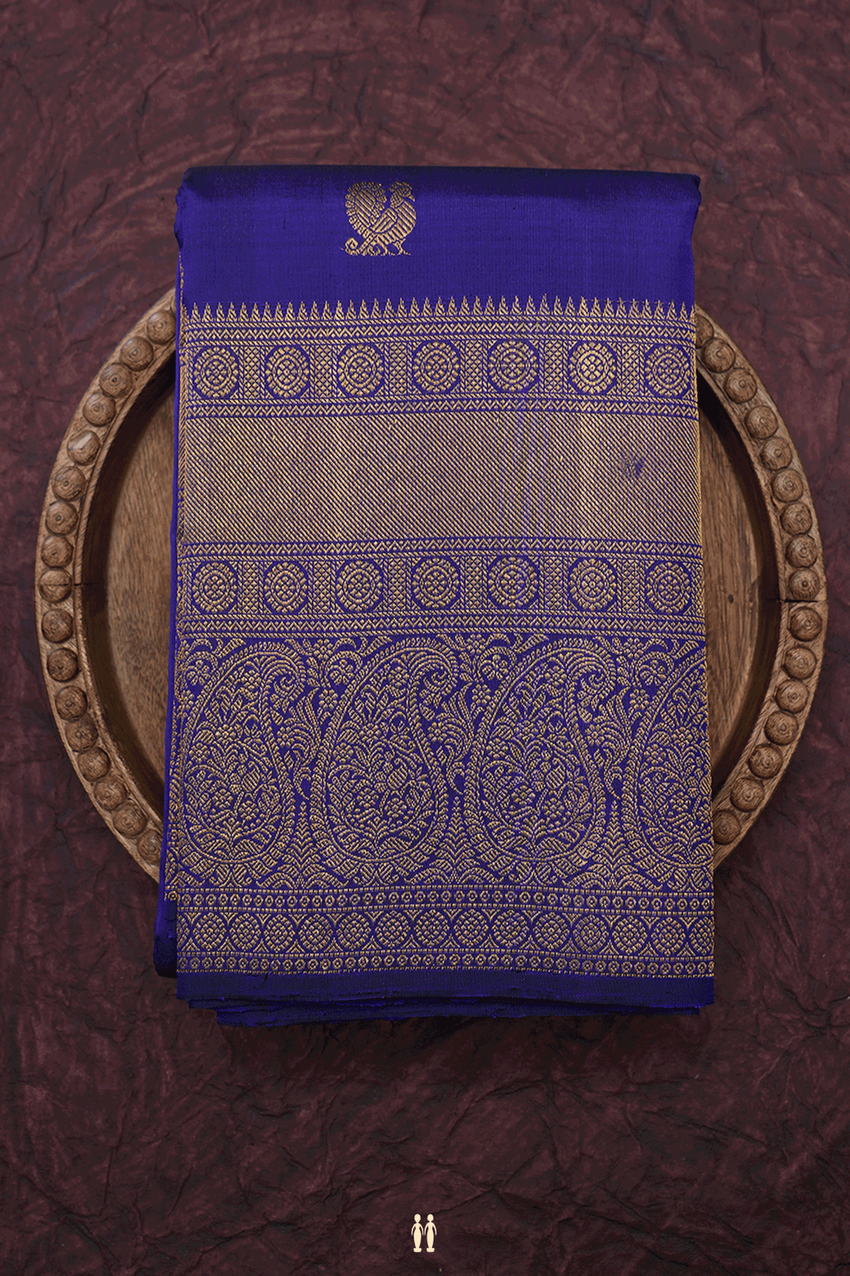 Peacock And Chakram Buttas Royal Blue Kanchipuram Silk Saree