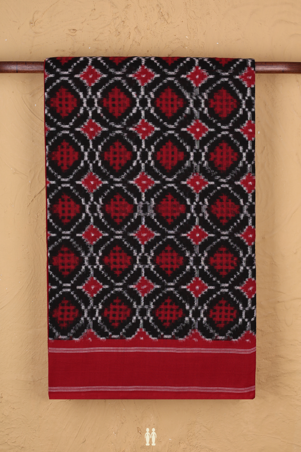 Pochampally Cotton Saree In Black With Allover Design