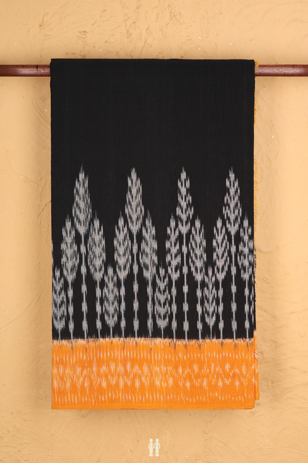 Pochampally Cotton Saree In Black With Contrast Border