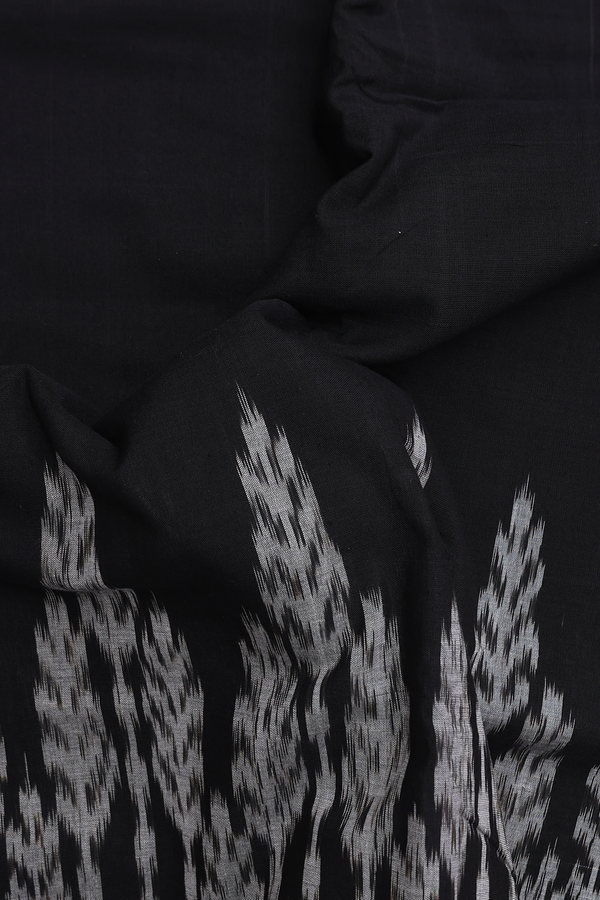 Pochampally Cotton Saree In Black With Contrast Border