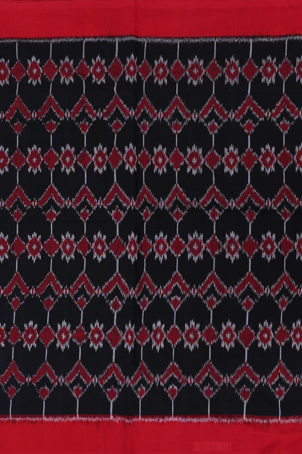 Pochampally Cotton Saree In Black With Printed Design