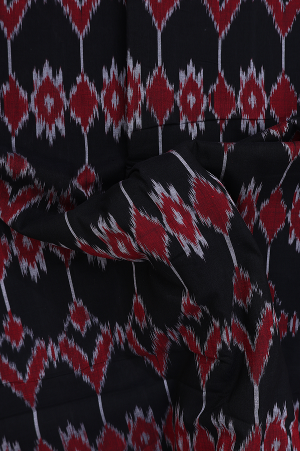 Pochampally Cotton Saree In Black With Printed Design