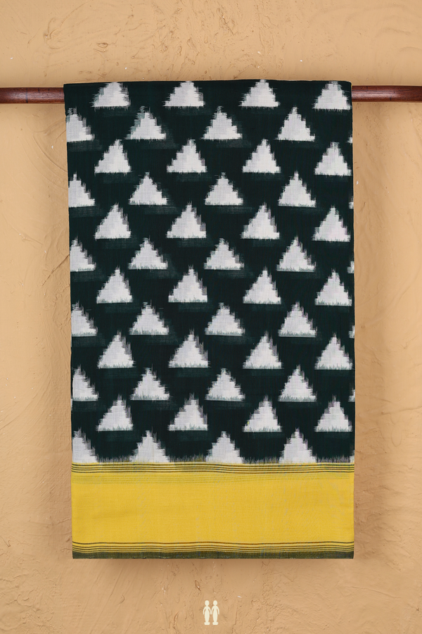 Pochampally Cotton Saree In Dark Green With Printed Design