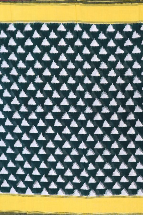 Pochampally Cotton Saree In Dark Green With Printed Design