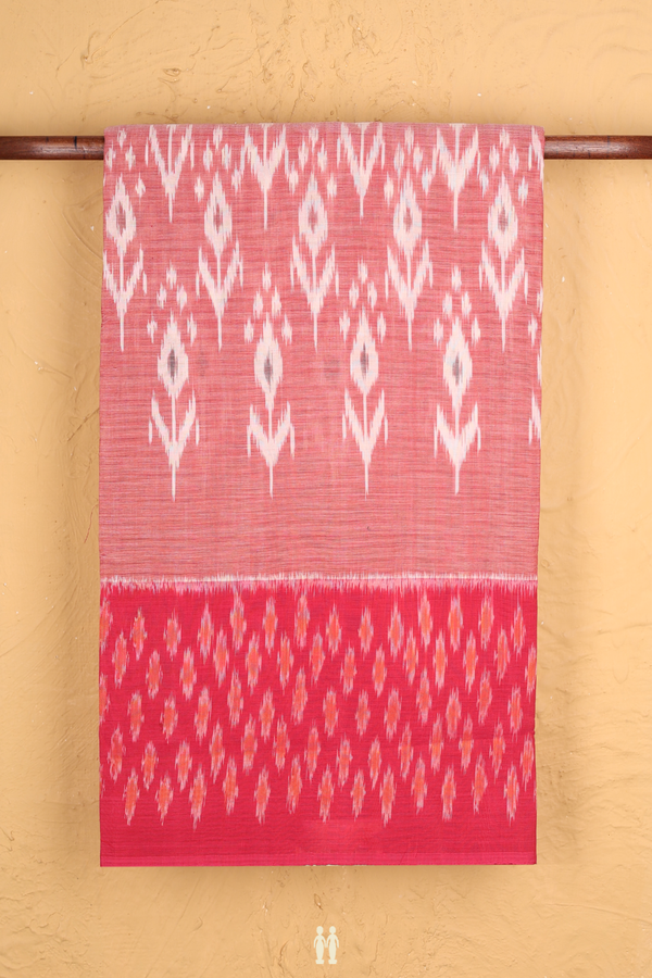 Pochampally Cotton Saree In Dusty Red With Printed Design