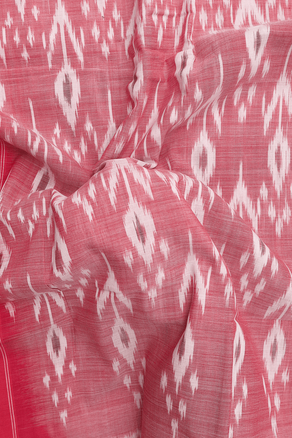 Pochampally Cotton Saree In Dusty Red With Printed Design