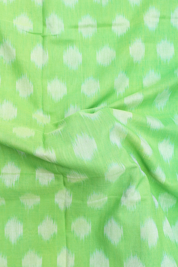 Pochampally Cotton Saree In Green With Printed Buttas
