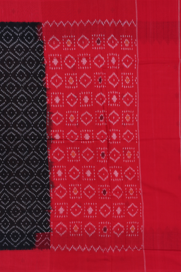 Pochampally Cotton Saree In Orange With Printed Buttas