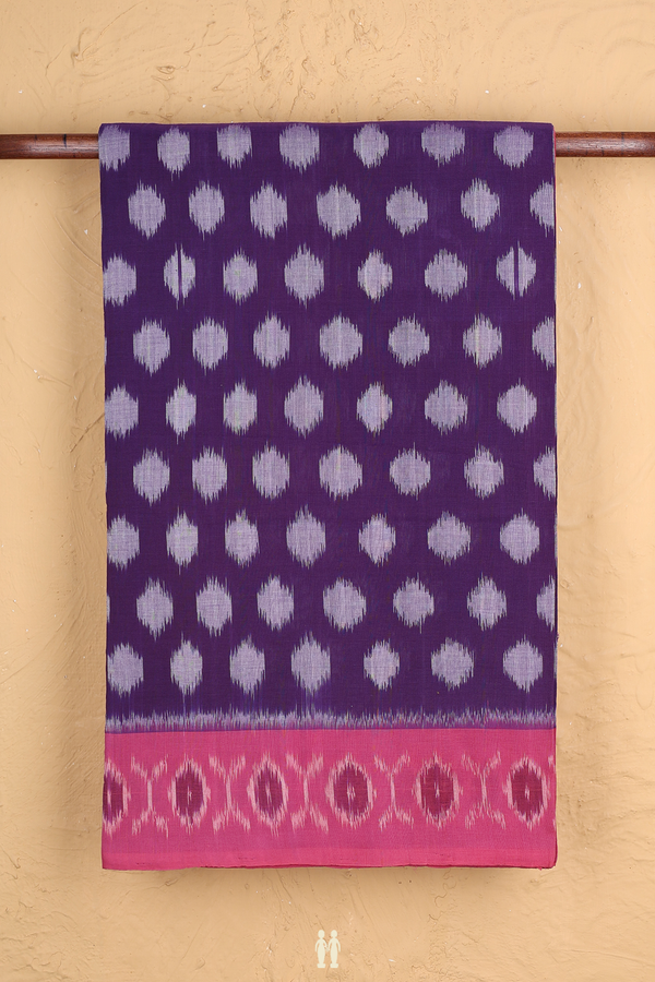 Pochampally Cotton Saree In Purple With Printed Buttas