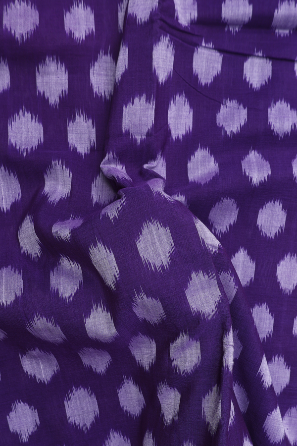 Pochampally Cotton Saree In Purple With Printed Buttas