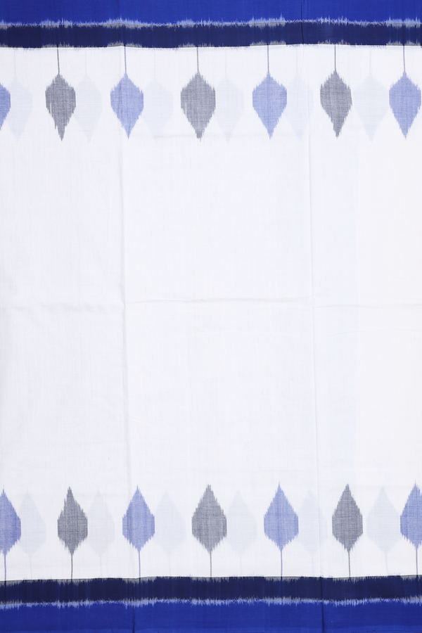 Pochampally Cotton Saree In White With Contrast Border