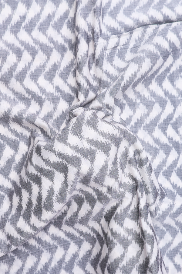 Pochampally Cotton Saree In White With Printed Design