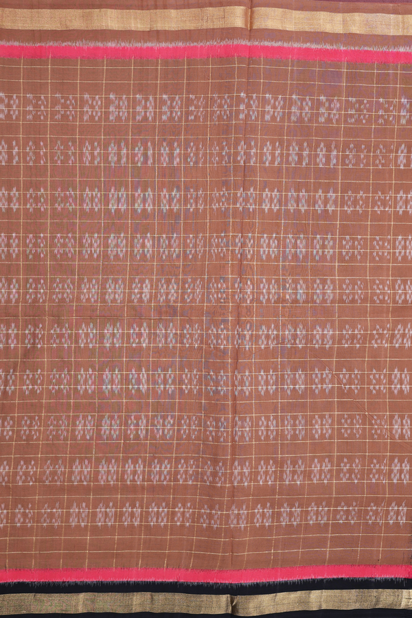 Pochampally Cotton Saree In White With Stripes Design