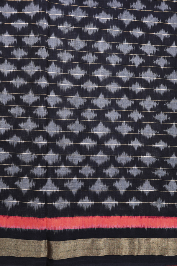 Pochampally Cotton Saree In White With Stripes Design