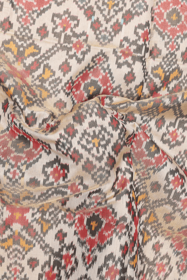 Pochampally Silk Saree In Beige Tissue With Printed Design