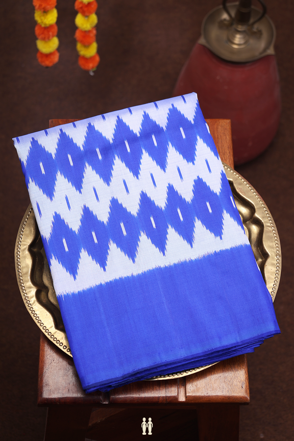 Pochampally Silk Saree In Blue And Grey With Printed Design