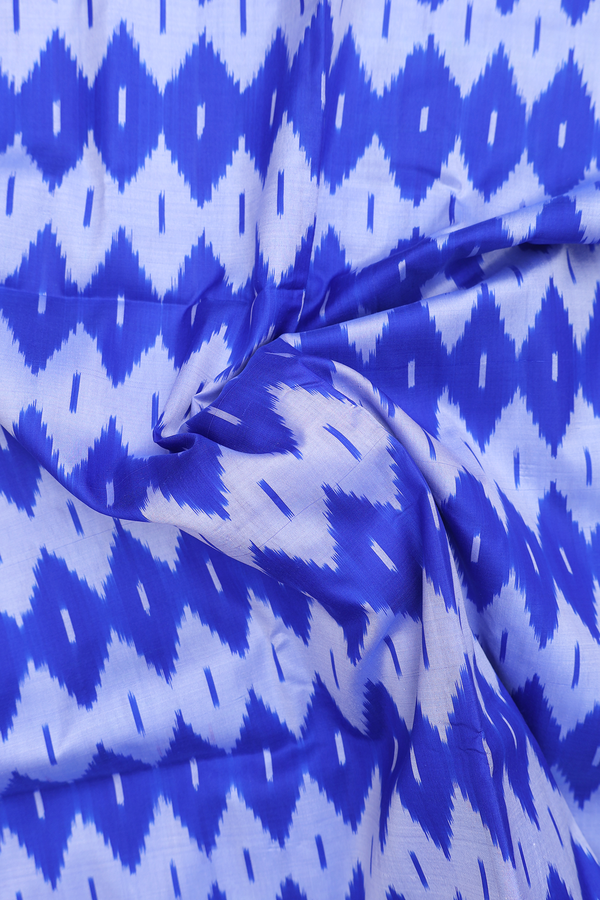 Pochampally Silk Saree In Blue And Grey With Printed Design