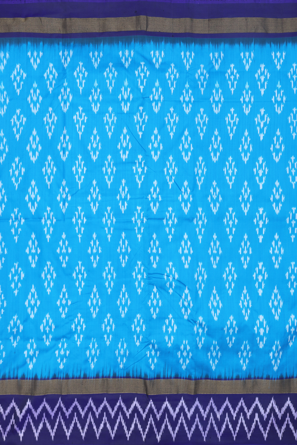 Pochampally Silk Saree In Cerulean Blue With Printed Design