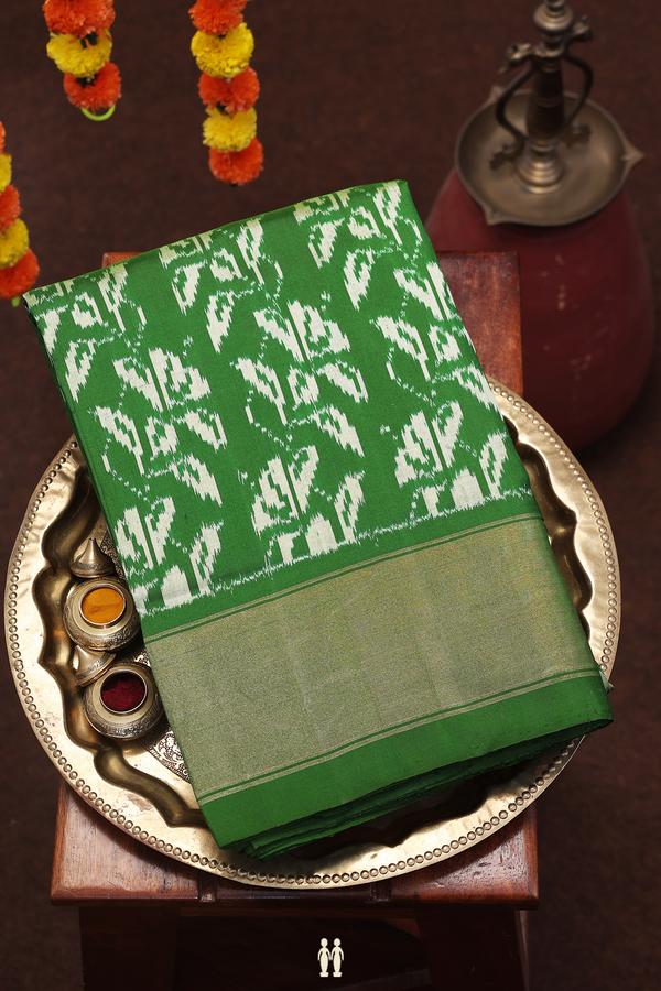 Pochampally Silk Saree In Leaf Green With Printed Design