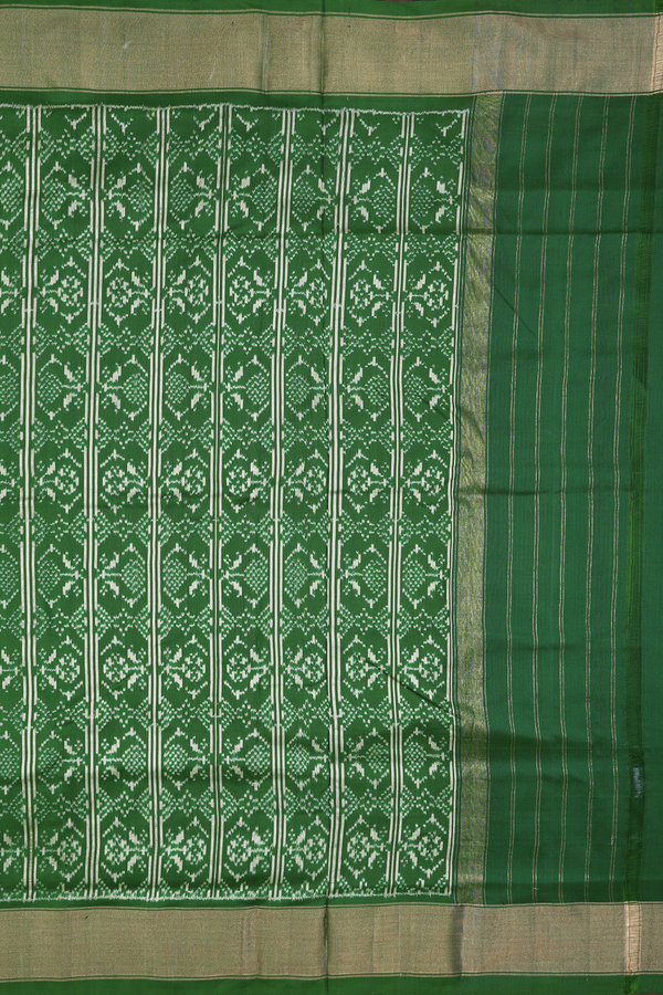 Pochampally Silk Saree In Leaf Green With Printed Design