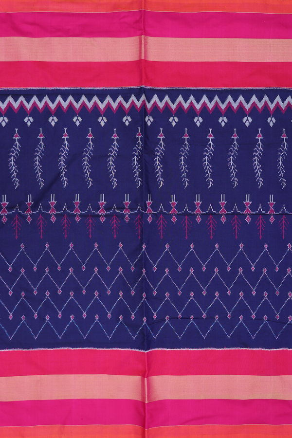 Pochampally Silk Saree In Navy Blue With Allover Design